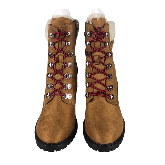 NINE WEST PEER Sherpa Cuff Block Heel Boots - Picture 4 of 11